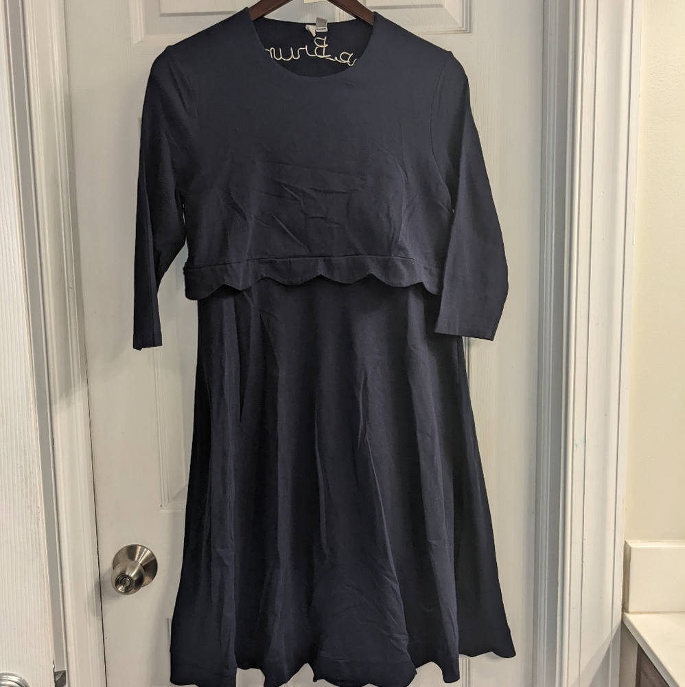 ASOS Maternity NURSING Scallop Dress - Navy / US 6